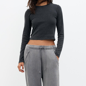 Top de tela de punto de patrón sólido informal personalizable de alta calidad para mujer con conjuntos de impresión Digital para mujer - Product Image 2