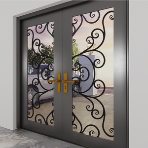 Estilos únicos de puertas de hierro forjado y puertas de acero para puertas interiores y exteriores con cerraduras seguras y accesorios - Product Image 2