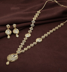 Women's Long Necklaces Jewelry Set Formed in Copper <b>Brass</b> with Gold Plating for Gift Occasions - Product Image 1