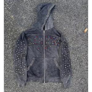 Conjunto Deportivo de 2 Piezas con Estampado Gráfico de Pedrería Personalizado para Hombre, Pantalones Deportivos Acampanados de Color Personalizado, Sudadera con Capucha y Cremallera, Conjunto de Jogger para Hombre - Product Image 3