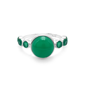 925 argent Sterling à la mode fait à la main anneaux vert Onyx pierre précieuse à facettes bijoux fins pour les femmes Simple lunette réglage mariage - Product Image 1