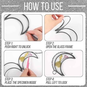 New Moon shape Mini Clear Glass <b>Photo</b> <b>Frame</b> Smallest Lovely Hanging Hinged Picture Store New Released Product with <b>Black</b> Finish - Product Image 6