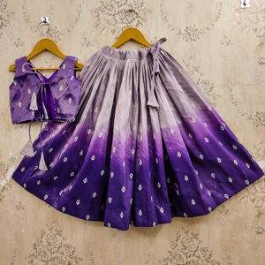 Ensemble Lehenga Choli ethnique pour enfants Shoryam Fashion |   Jupe longue en polyester imprimé bleu royal avec haut et dupatta |   Fête de Diwali - Product Image 4