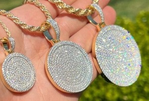 Colgante de diamante de moissanita de Plata de Ley 925, joyería de Hip Hop, Joyería de diamantes, colgante de diamantes personalizado, regalo para ella - Product Image 3