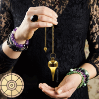 Pendules de guérison en métal or longue pointe avec dôme pendule en acier cuivre pendule de radiesthésie pour la méditation de divination