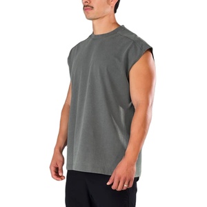 Camiseta sin mangas de verano, estilo jersey, atlética, para culturismo, gimnasio, entrenamiento, yoga, corte holgado, largo, cuello redondo, lisa. - Product Image 2