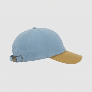 Gorra de Béisbol Azul Claro con Visera Color Mostaza, 6 Paneles, Ajustable, Unisex, de Sarga, para Primavera/Verano, Uso Casual, Ecológica y Reciclada - Product Image 4