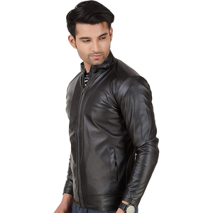 Chaqueta de hombre de cuero PU de alta calidad para primavera otoño personalizada cuello levantado sólido moda alta calidad buen diseño - Product Image 5