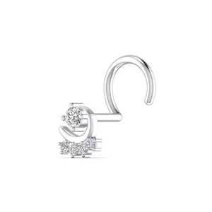 0.07CT diseño único 18kt amarillo rosa y oro blanco joyería de boda Piercing fino Pin de nariz con diamante para mujer joyería del cuerpo - Product Image 2