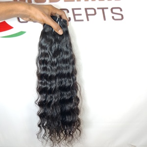 Extensiones de cabello humano de templo indio ondulado alineado con cutícula virgen joven sin procesar 100% con estilo de onda profunda suelta - Product Image 5
