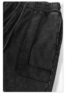 Pantalones de chándal personalizados de talle doble para hombre, pantalones cortos de punto de algodón lavado ácido con diamantes de imitación - Product Image 3