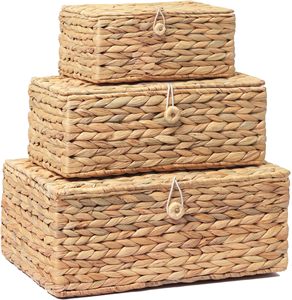 <b>Rectangular</b> storage <b>basket</b> with lid, Storage <b>basket</b>, home organization accessory highly aesthetic, wholesale available. - Product Image 3