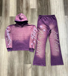 Chándales con estampado de soplo de talla grande de la mejor calidad, conjuntos de chándal, sudaderas con capucha y pantalones acampanados, chándal transpirable Unisex - Product Image 3