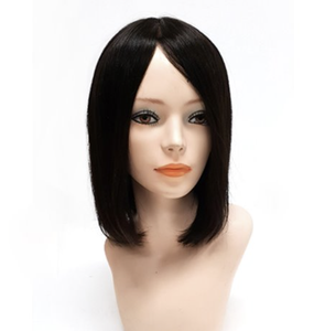 Perruque en cheveux humains vierges européens en gros, brun naturel, 40 cm, bonnet réglable, base en dentelle sans colle, teignable et permanentable - Product Image 4