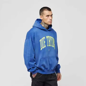 Sweat-shirts d'hiver unisexes personnalisés de haute qualité 2025, couleur unie, 400g, poids lourd, 100% coton molletonné, décontractés, respirants, broderie 3D - Product Image 6