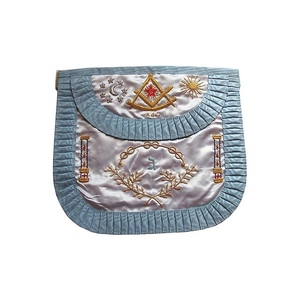 <b>White</b> Master Mason Masonic <b>Apron</b> with Silver Bullion - Product Image 2