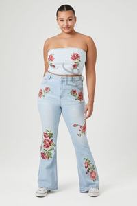 Tallas grandes Floral Denim Tube Top 2025 Precio bajo Alta calidad Transpirable Mujeres Denim Jeans Tube Top camisa de mujer al por mayor - Product Image 6