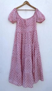 Indien main bloc coton robe femmes élégant Boho imprimé fleuri robe à la main personnalisé cadeau de mariée ODM approvisionnement - Product Image 2