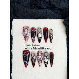 Uñas Postizas con Diseño de Muñeca Gótica - Product Image 4