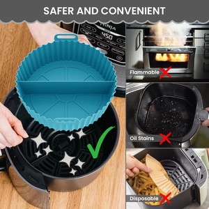 Revestimientos de Silicona Azul Cielo para Freidora de Aire, Cestas Redondas Reutilizables para Hornear con Asas para una Cocina Saludable - Product Image 4