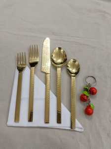 Ensemble de couverts en laiton à succès avec manche décoré de palmier, d'ananas, de soleil et de lune, miroir - Product Image 5