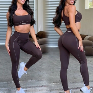 Ropa deportiva para gimnasio, 2 juegos, conjuntos de Yoga transpirables y de secado rápido, conjuntos de ropa deportiva para mujer - Product Image 5