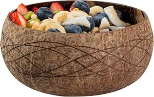 Bol à smoothie au coco sculpté à la main, motif rivière, pour aliments chauds et froids, vaisselle durable, vente en gros - Product Image 6