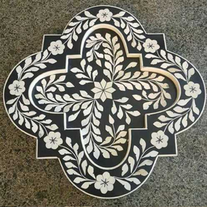 Bandeja decorativa con incrustaciones de hueso hecha a mano con un diseño artístico único a precios de mayorista desde India. - Product Image 5