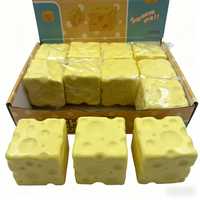 Balle anti-stress souple en PU jaune en forme de fromage à mémoire de forme à rebond lent, unisexe, pour bureau et jouet sensoriel de fête