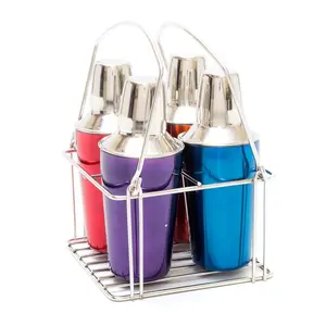 Colorful Caddy 4 Pc Set, Storage Capacity: Not Specified, Size: Cocktail Shaker 10 Oz Made In India