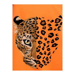 T-shirt da donna a manica corta Oversize con stampa leopardata arancione - Product Image 1