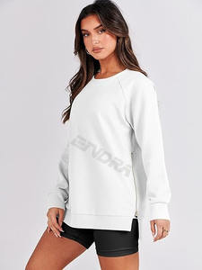 2025 femmes automne vêtements logo personnalisé femmes pull à capuche blanc couleur unie à capuche sweats décontractés - Product Image 4