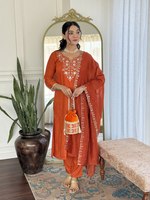 TV Serial Actrice Style Attrayant Bonne Qualité Orange Couleur Pure Chinon Robe Kurti En Soie Pour La Vente En Gros Sur Le Marché Indien