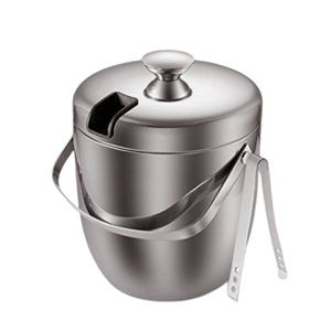 Champagne Holding Bucket <b>Bar</b> Accessories Glossy Polished Stainless Steel Double Walled Ice Bucket With Tongs - Product Image 1