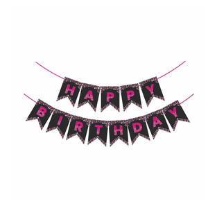 Pancarta de Feliz Cumpleaños con Diseño de Línea Dorada y Negra, Decoración Elegante para Todas las Celebraciones al Mejor Precio al por Mayor - Product Image 4