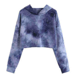 Última moda manga larga Crop Top Sudadera con capucha mujer personalizar Logo impreso sudaderas con capucha de gran tamaño para mujer - Product Image 1