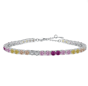 Pulsera de tenis de lujo con corte princesa, colorida y radiante, de plata de ley 925 con moissanita, estilo Hip Hop - Product Image 1