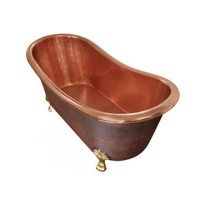 Bañera independiente de acrílico blanco moderno con niquelado de cobre Bañera de remojo de nuevo diseño con escurridor para Baño - Product Image 4