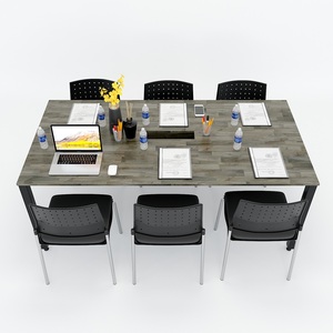 Modern Minimalist 100x200cm <b>Office</b> Conference <b>Table</b> with Triangular Iron Legs HBTA009 - Product Image 2