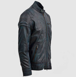 แจ็คเก็ตบอมเบอร์มีซิปรูดหนังสีน้ำตาลสำหรับผู้ชาย2026 2026ดีไซน์ล่าสุด - Product Image 1