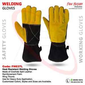 Gants de soudage anti-chaleur personnalisés de haute qualité Gants en cuir de vachette à longue manchette Isolation Protection du travail Utilisation quotidienne en plein air - Product Image 6