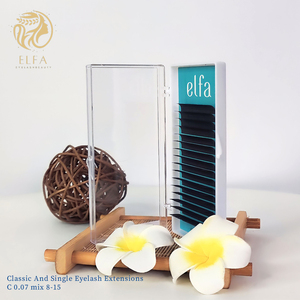 Extensiones de pestañas clásicas negras de alta calidad 0,07 C mixtas de 8-15mm de largo Corea PBT fibra Natural suave Etiqueta Privada Individual - Product Image 2