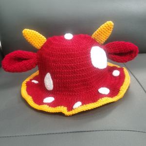 Chapeau Bob en Crochet Personnalisé pour Adulte, Motif Fraise Rouge, Vache et Monstre Grenouille, pour Usage Quotidien et Fêtes, pour Femme - Product Image 6