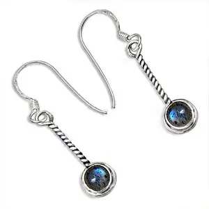 Boucles d'oreilles pendantes en argent 925 avec labradorite pour femmes, cadeaux de mode - Product Image 1