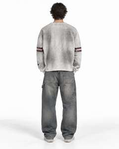 Custom Clothing Manufacturer <b>Men</b> Waffle Knit <b>Thermal</b> Long Sleeve T Shirt Vintage Wash Sun Fade Cropped Crew Neck Streetwear <b>Top</b> - Product Image 4
