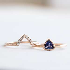 ชุดแหวนเพชร tanzanite 14K แข็งโรสโกลด์ล้านล้านตัดสำหรับผู้หญิงแหวนหมั้นได้รับการรับรองจากผู้ผลิต OEM - Product Image 2
