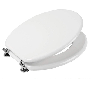 Bianco MDF pesante cerniere in legno universale coprisedile con Tablet vaso accessori da bagno Set di 5 pezzi - Product Image 1