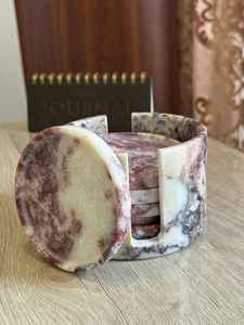 Ensemble de 6 sous-verres en marbre Calacatta, sous-verres en pierre naturelle faits à la main pour la décoration de la maison et de la table - Product Image 4