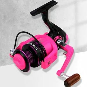 Mulinello da Pesca Spinning con Bobina in Metallo, Manico in <span class=keywords><strong>Legno</strong></span>, Rapporto <span class=keywords><strong>di</strong></span> Trasmissione ad Alta Velocità, per Acqua Salata e Dolce, Surf Casting - Product Image 2