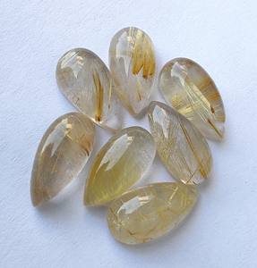 ลูกแพร์ขนาดใหญ่ทำจากหินควอตซ์สีทองธรรมชาติอัญมณีอัญมณีเจียระไนแบบหลังเรียบขนาดได้รับการรับรองสำหรับการทำเครื่องประดับ - Product Image 2